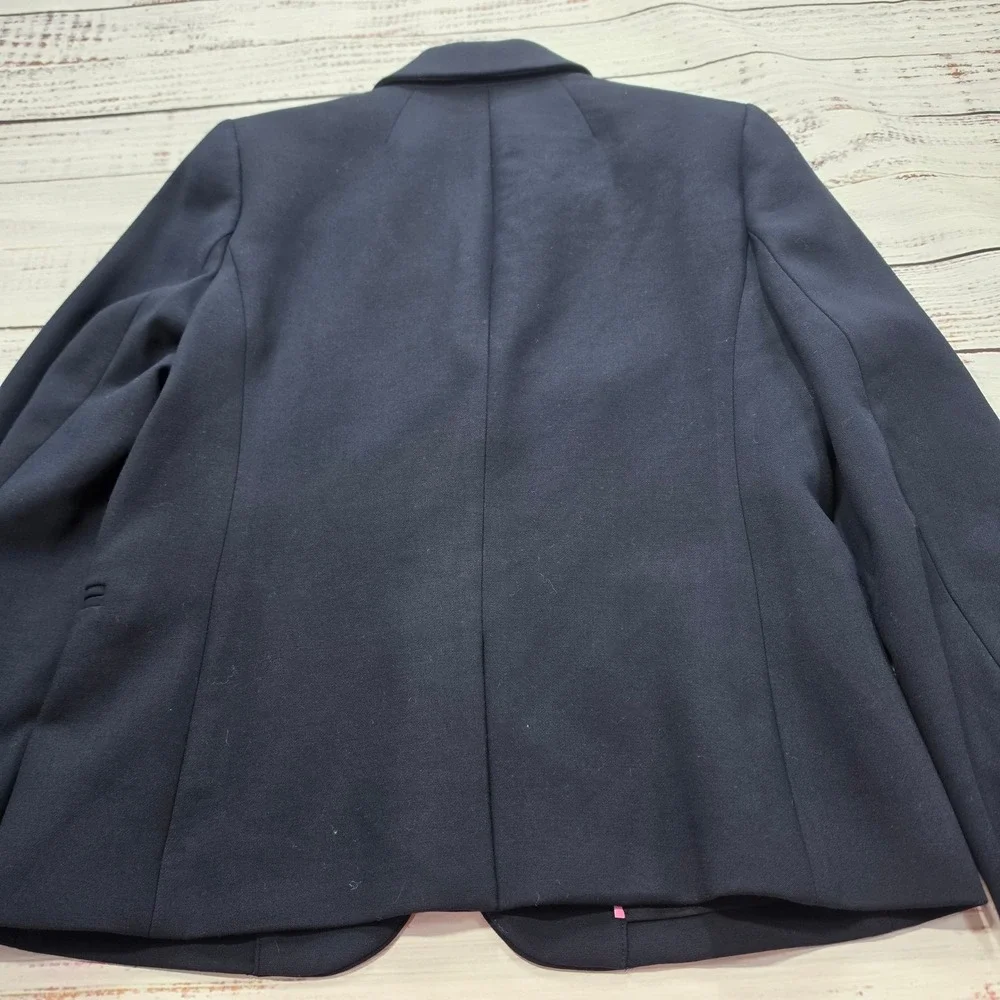 J.Crew Blazer Women Size 8 Navy Blue Excellent Stretch One Button Career Jacket